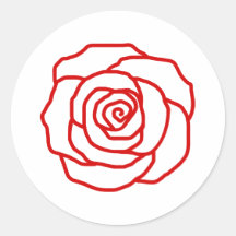 Fleur de rose rouge autocollant rond