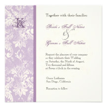 Fleur di Lys Damask - faire-part de mariage lilas