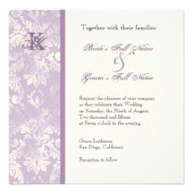 Fleur di Lys Damask - faire-part de mariage lilas
