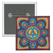 Fleur hippie de paix pin's