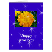 Fleur jaune de marguerite de bonne année cartes de vœux