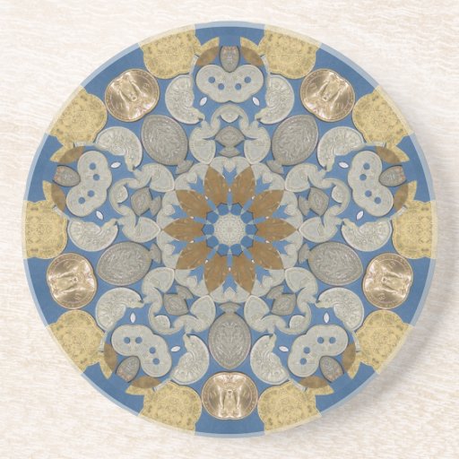 Fleur mondiale d'étoile de pièce de monnaie dessous de verres