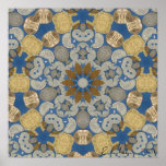 Fleur mondiale d'étoile de pièce de monnaie poster