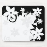 Fleur noire et blanche Mousepad Tapis De Souris