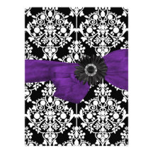 Fleur pourpre blanche noire de damassé du sweet si faire-parts
