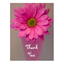 Fleur rose en carte postale de note de Merci de va