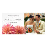 Fleur rose et de corail de mariage peint de dahlia cartes avec photo