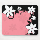 Fleur rose et noire Mousepad Tapis De Souris