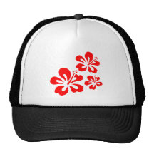 Fleur rouge de ketmie casquette de camionneur