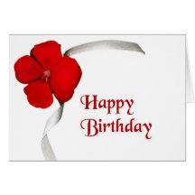 Fleur rouge - joyeux anniversaire carte de vœux