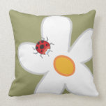 Fleur rouge lunatique de ressort de coccinelles de coussin