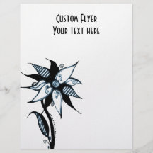 Fleur tourbillonnante bleue et blanche noire par N Prospectus Avec Motif