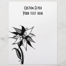 Fleur tourbillonnante par Naomi - noir et blanc Prospectus Personnalisés