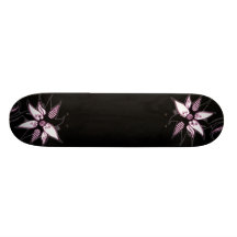 Fleur tourbillonnante rose et blanche noire par Na Skateboards Personnalisés