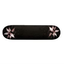 Fleur tourbillonnante rouge et blanche noire par N Skateboards Personnalisés