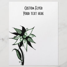 Fleur tourbillonnante verte et blanche noire par N Prospectus