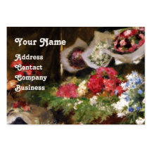 FLEURISTE FAISANT UN BOUQUET AVEC LES FLEURS COLOR MODÈLES DE CARTES DE VISITE