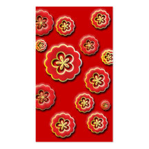 fleurs 3D jaunes rouges Modèle De Carte De Visite
