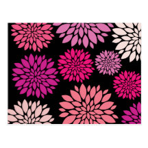 Fleurs assez roses et pourpres sur le noir carte postale