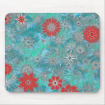 Fleurs bleues et rouges tapis de souris