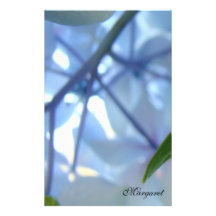 Fleurs bleues personnalisées d'hortensia de papete papier à lettre personnalisé