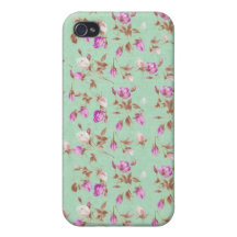 Fleurs chics de rose minable floral vintage de ros coques iPhone 4/4S