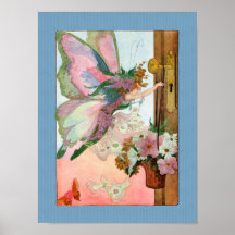 Fleurs d'affiche de fée de papillon d'amour