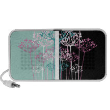 Fleurs dans la turquoise et le noir haut-parleur iPod