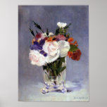 Fleurs dans un vase en cristal par la copie de Man Affiche