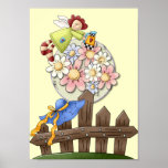 Fleurs de arrosage d'ange mignon de pays posters