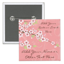 Fleurs de cerisier roses molles badge avec épingle
