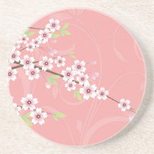 Fleurs de cerisier roses molles dessous de verres