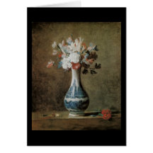 Fleurs de Chardin dans un vase bleu Cartes De Vœux