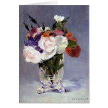Fleurs de Manet dans une carte en cristal de vase