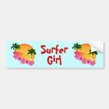 Fleurs de planche de surf et de ketmie adhésifs pour voiture