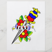 Fleurs de poignard et tatouage d'amour prospectus