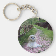Fleurs de pourpre de Shih Tzu Keychain Porte-clefs