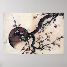 Fleurs de prune et la lune, Hokusai Posters
