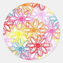 Fleurs de ressort autocollants ronds