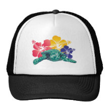 Fleurs de tortue et de ketmie d'Hawaï Casquettes