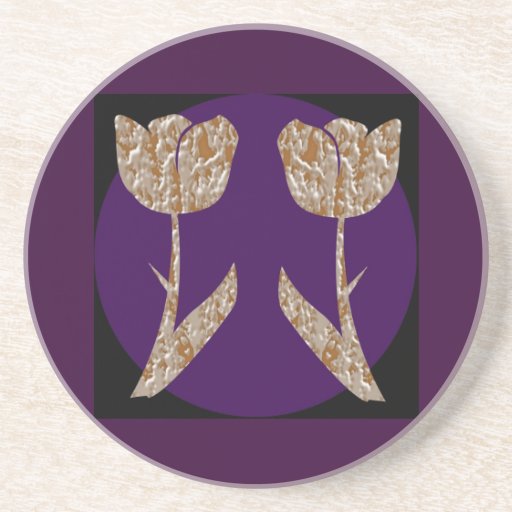 Fleurs de TULIPE gravées par or argenté de n Dessous De Verres