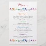 Fleurs d'oiseaux de menu de mariage d'arc-en-ciel tract customisé