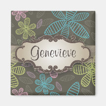 Fleurs en pastel de fan sur Brown avec la plaque s Magnets Pour Réfrigérateur