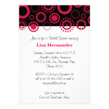 Fleurs et cercles rouges et noirs invitation personnalisée