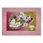 Fleurs et coeurs de dentelle cartes de vœux