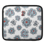 fleurs et papillons bleus et rouges sur le blanc poches iPad