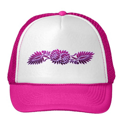 Fleurs et paumes Fuscia Casquettes De Camionneur