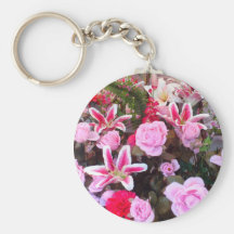 Fleurs et roses roses : porte-clés