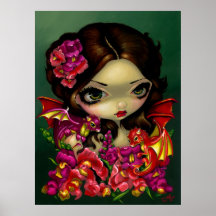 Fleurs féeriques de dragon d'imaginaire d'IMPRESSI Posters