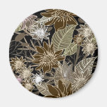 Fleurs, feuille et papillons tropicaux d'Earthtone Aimant Pour Réfrigérateur